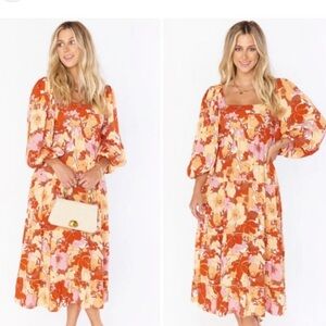 Show Me Your Mumu Elaina Midi Dress Party Poppy Blooms Size S
